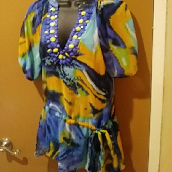 Beautiful Marine Blu Blouse sz Medium - Picture 4 of 7